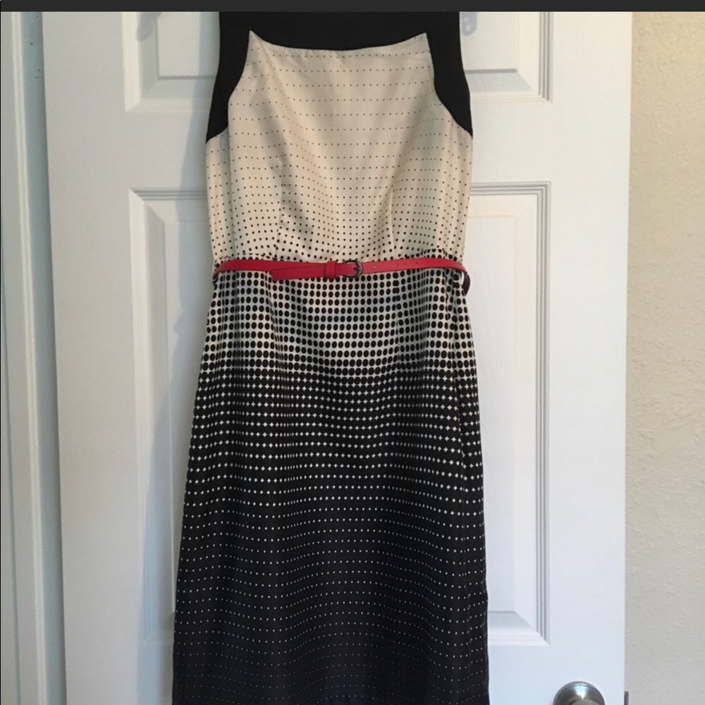 The Limited Ombré dot patterned dress w belt sz 6